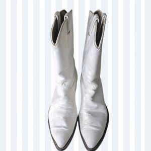 Vintage Tony Lama White Cowboy Western Boots Size Mens 10.5